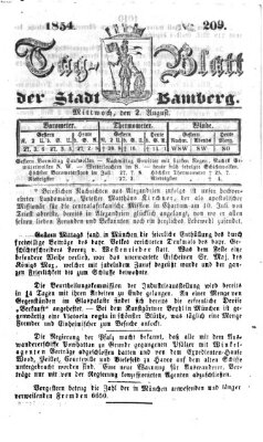 Tag-Blatt der Stadt Bamberg (Bamberger Tagblatt) Mittwoch 2. August 1854