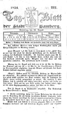 Tag-Blatt der Stadt Bamberg (Bamberger Tagblatt) Sonntag 20. August 1854