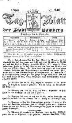 Tag-Blatt der Stadt Bamberg (Bamberger Tagblatt) Samstag 2. September 1854