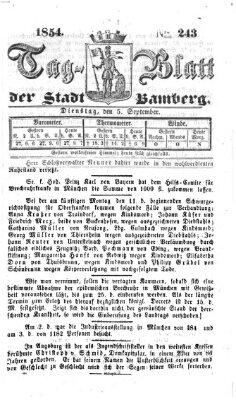 Tag-Blatt der Stadt Bamberg (Bamberger Tagblatt) Dienstag 5. September 1854