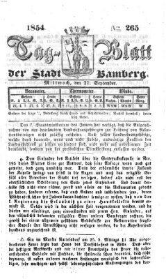 Tag-Blatt der Stadt Bamberg (Bamberger Tagblatt) Mittwoch 27. September 1854