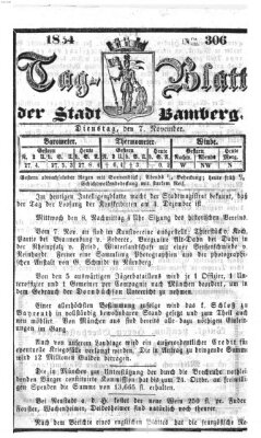 Tag-Blatt der Stadt Bamberg (Bamberger Tagblatt) Dienstag 7. November 1854