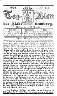 Tag-Blatt der Stadt Bamberg (Bamberger Tagblatt) Mittwoch 15. November 1854