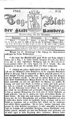 Tag-Blatt der Stadt Bamberg (Bamberger Tagblatt) Donnerstag 16. November 1854