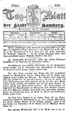 Tag-Blatt der Stadt Bamberg (Bamberger Tagblatt) Dienstag 21. November 1854