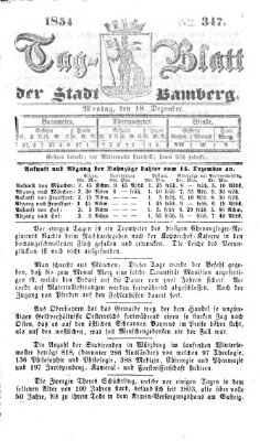 Tag-Blatt der Stadt Bamberg (Bamberger Tagblatt) Montag 18. Dezember 1854