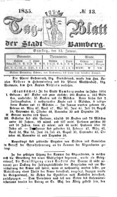 Tag-Blatt der Stadt Bamberg (Bamberger Tagblatt) Samstag 13. Januar 1855