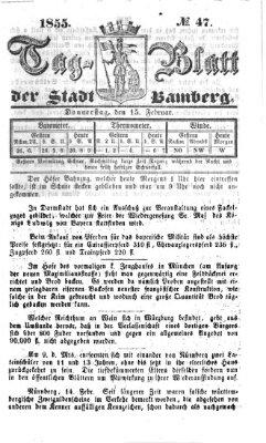 Tag-Blatt der Stadt Bamberg (Bamberger Tagblatt) Donnerstag 15. Februar 1855