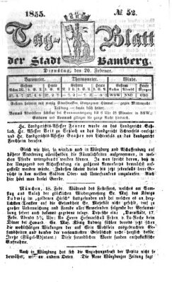 Tag-Blatt der Stadt Bamberg (Bamberger Tagblatt) Dienstag 20. Februar 1855