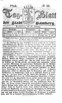 Tag-Blatt der Stadt Bamberg (Bamberger Tagblatt) Dienstag 27. Februar 1855