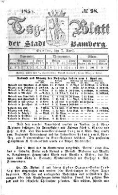 Tag-Blatt der Stadt Bamberg (Bamberger Tagblatt) Samstag 7. April 1855