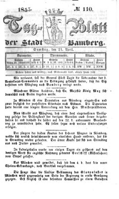 Tag-Blatt der Stadt Bamberg (Bamberger Tagblatt) Samstag 21. April 1855