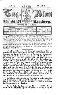 Tag-Blatt der Stadt Bamberg (Bamberger Tagblatt) Montag 30. April 1855