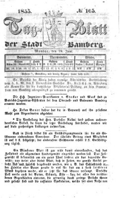 Tag-Blatt der Stadt Bamberg (Bamberger Tagblatt) Montag 18. Juni 1855