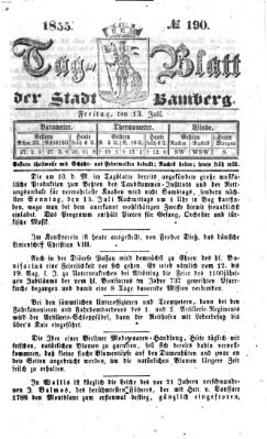 Tag-Blatt der Stadt Bamberg (Bamberger Tagblatt) Freitag 13. Juli 1855