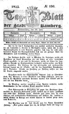 Tag-Blatt der Stadt Bamberg (Bamberger Tagblatt) Donnerstag 19. Juli 1855