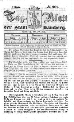 Tag-Blatt der Stadt Bamberg (Bamberger Tagblatt) Montag 30. Juli 1855