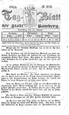 Tag-Blatt der Stadt Bamberg (Bamberger Tagblatt) Samstag 11. August 1855