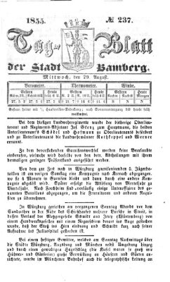 Tag-Blatt der Stadt Bamberg (Bamberger Tagblatt) Mittwoch 29. August 1855