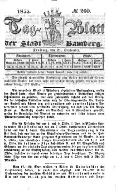 Tag-Blatt der Stadt Bamberg (Bamberger Tagblatt) Freitag 21. September 1855