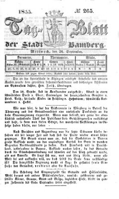 Tag-Blatt der Stadt Bamberg (Bamberger Tagblatt) Mittwoch 26. September 1855