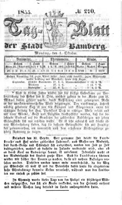 Tag-Blatt der Stadt Bamberg (Bamberger Tagblatt) Montag 1. Oktober 1855