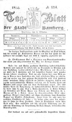 Tag-Blatt der Stadt Bamberg (Bamberger Tagblatt) Freitag 5. Oktober 1855
