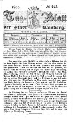 Tag-Blatt der Stadt Bamberg (Bamberger Tagblatt) Samstag 6. Oktober 1855