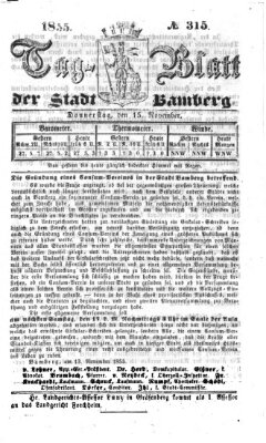 Tag-Blatt der Stadt Bamberg (Bamberger Tagblatt) Donnerstag 15. November 1855