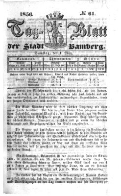 Tag-Blatt der Stadt Bamberg (Bamberger Tagblatt) Samstag 1. März 1856