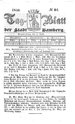 Tag-Blatt der Stadt Bamberg (Bamberger Tagblatt) Donnerstag 3. April 1856