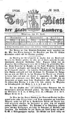 Tag-Blatt der Stadt Bamberg (Bamberger Tagblatt) Montag 14. April 1856