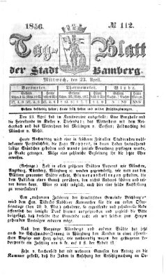 Tag-Blatt der Stadt Bamberg (Bamberger Tagblatt) Mittwoch 23. April 1856