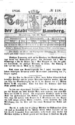 Tag-Blatt der Stadt Bamberg (Bamberger Tagblatt) Dienstag 29. April 1856