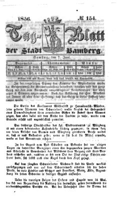 Tag-Blatt der Stadt Bamberg (Bamberger Tagblatt) Samstag 7. Juni 1856