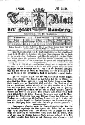 Tag-Blatt der Stadt Bamberg (Bamberger Tagblatt) Mittwoch 10. September 1856