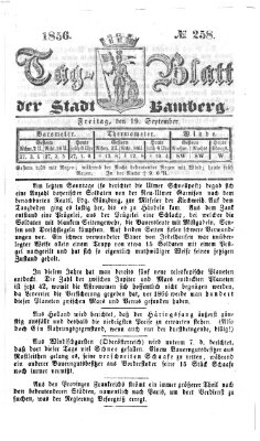 Tag-Blatt der Stadt Bamberg (Bamberger Tagblatt) Freitag 19. September 1856