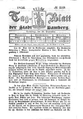 Tag-Blatt der Stadt Bamberg (Bamberger Tagblatt) Samstag 20. September 1856