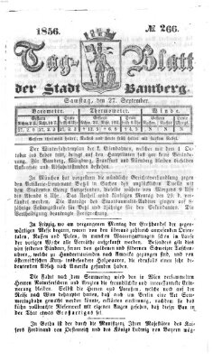 Tag-Blatt der Stadt Bamberg (Bamberger Tagblatt) Samstag 27. September 1856