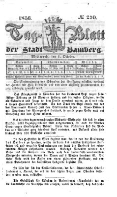 Tag-Blatt der Stadt Bamberg (Bamberger Tagblatt) Mittwoch 1. Oktober 1856