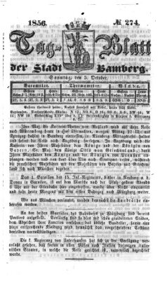 Tag-Blatt der Stadt Bamberg (Bamberger Tagblatt) Sonntag 5. Oktober 1856