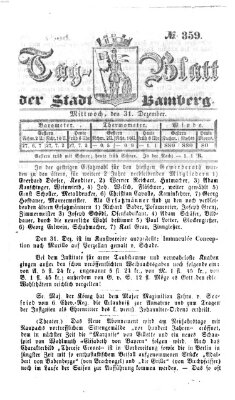 Tag-Blatt der Stadt Bamberg (Bamberger Tagblatt) Mittwoch 31. Dezember 1856