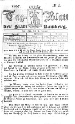 Tag-Blatt der Stadt Bamberg (Bamberger Tagblatt) Freitag 2. Januar 1857