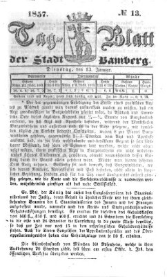 Tag-Blatt der Stadt Bamberg (Bamberger Tagblatt) Dienstag 13. Januar 1857