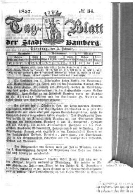 Tag-Blatt der Stadt Bamberg (Bamberger Tagblatt) Dienstag 3. Februar 1857