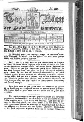 Tag-Blatt der Stadt Bamberg (Bamberger Tagblatt) Sonntag 8. Februar 1857