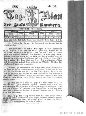 Tag-Blatt der Stadt Bamberg (Bamberger Tagblatt) Sonntag 8. März 1857