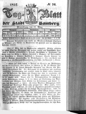 Tag-Blatt der Stadt Bamberg (Bamberger Tagblatt) Dienstag 17. März 1857