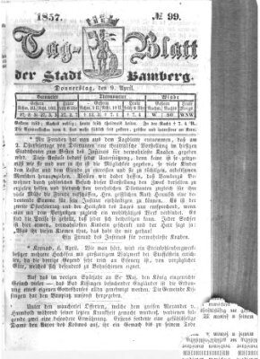 Tag-Blatt der Stadt Bamberg (Bamberger Tagblatt) Donnerstag 9. April 1857