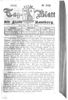 Tag-Blatt der Stadt Bamberg (Bamberger Tagblatt) Freitag 24. April 1857